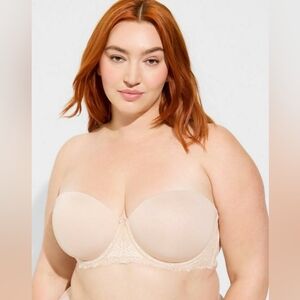Torrid Bombshell Strapless Bra,Rose Dust, Size 44 DDD